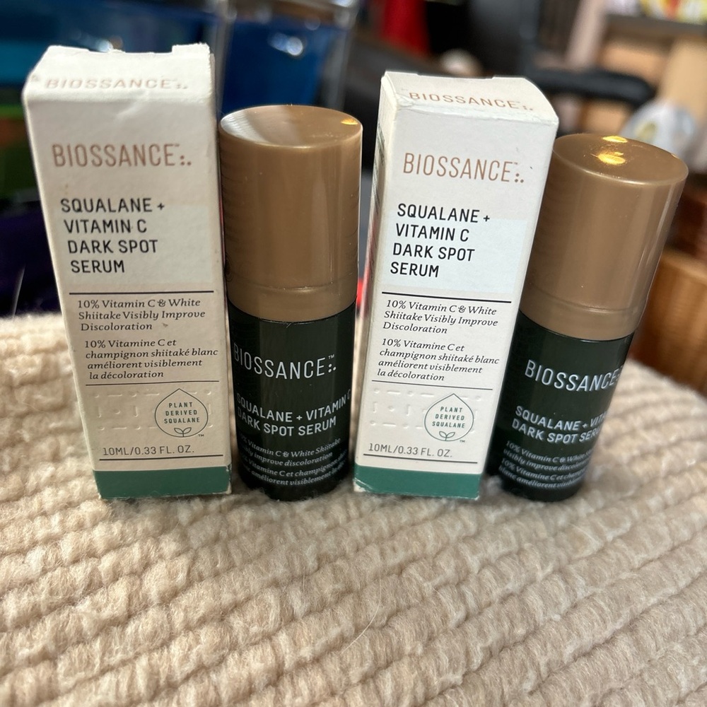 Biossance Squalane + Vitamin C Dark Spot Serum Duo of 2 at 10ml each. New!